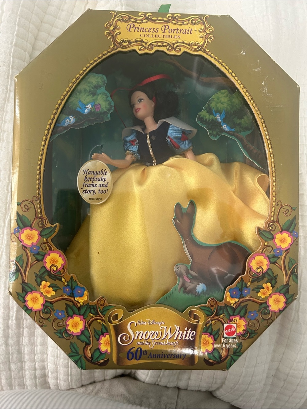 Disney Gold Commemorative Snow White 60th Anniversary Doll with Backing Card